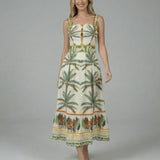 Palm Haven Tropical Cutout Midi Dress