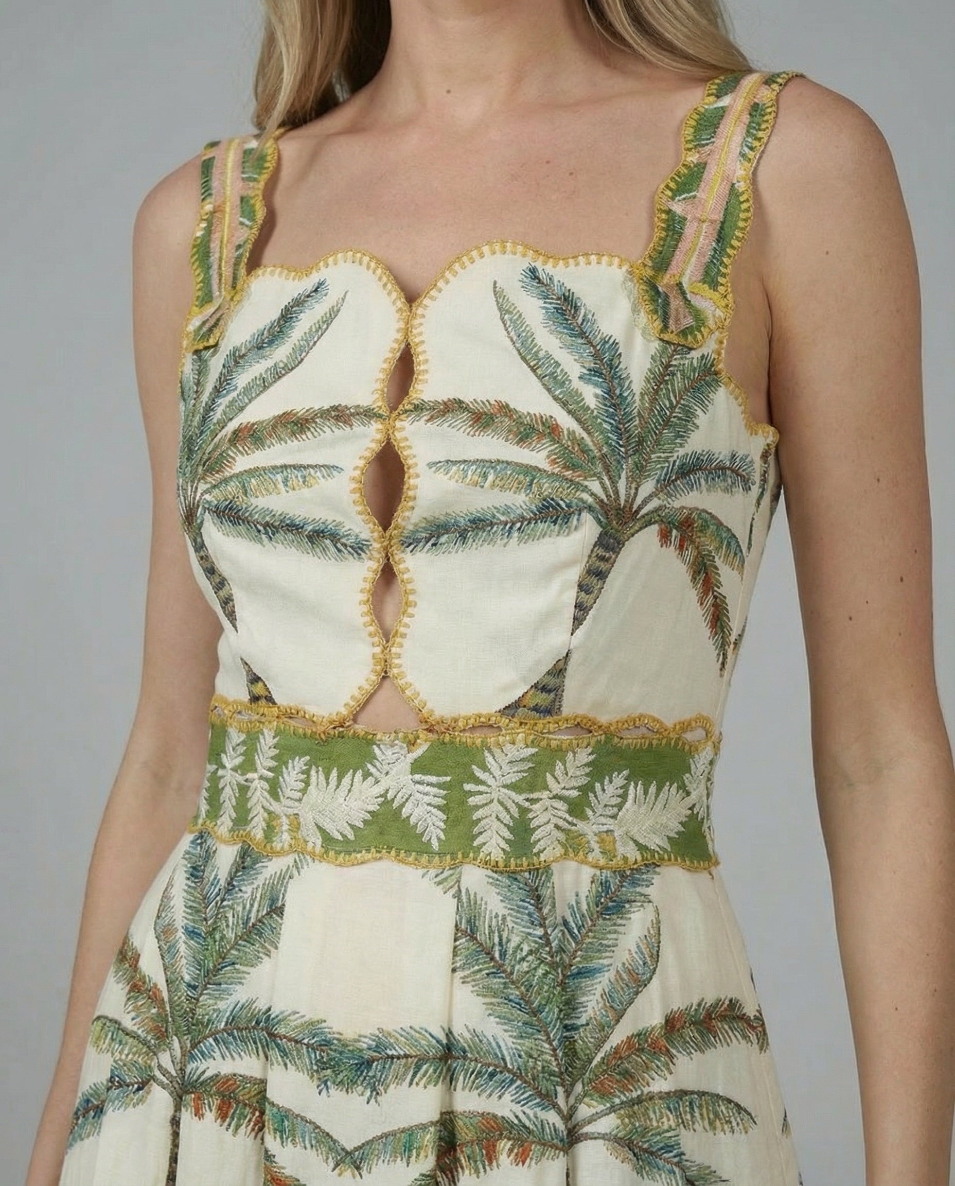 Palm Haven Tropical Cutout Midi Dress (detail view 4)