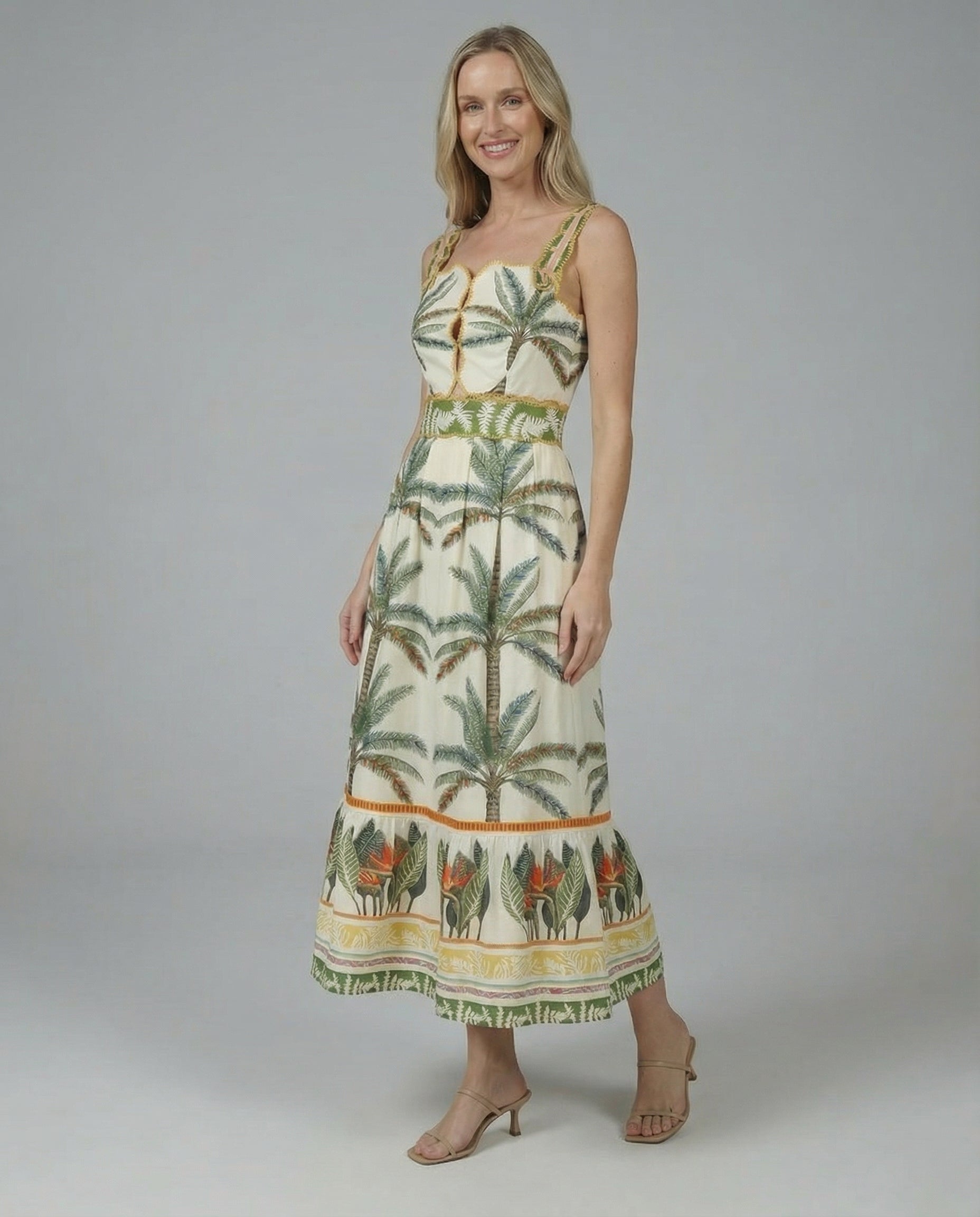 Palm Haven Tropical Cutout Midi Dress (detail view 2)