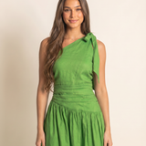 Palm One Shoulder Linen Maxi Dress (detail view 2)