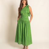 Palm One Shoulder Linen Maxi Dress (detail view 3)