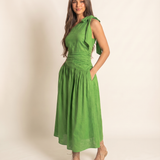 Palm One Shoulder Linen Maxi Dress (detail view 4)