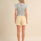 Lila Lace Smocked Top – Boho Lace Smocked Peasant Blouse for Women (detail view 2)