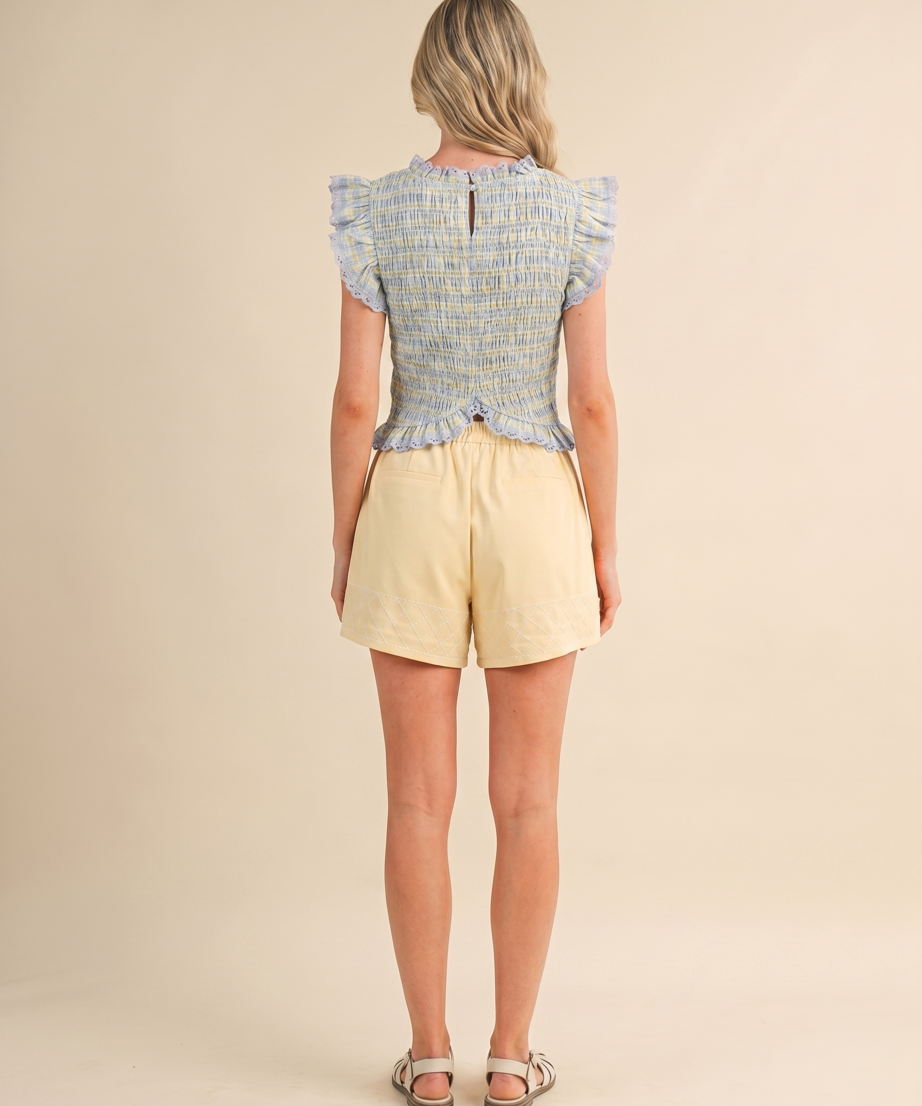 Lila Lace Smocked Top – Boho Lace Smocked Peasant Blouse for Women (detail view 2)