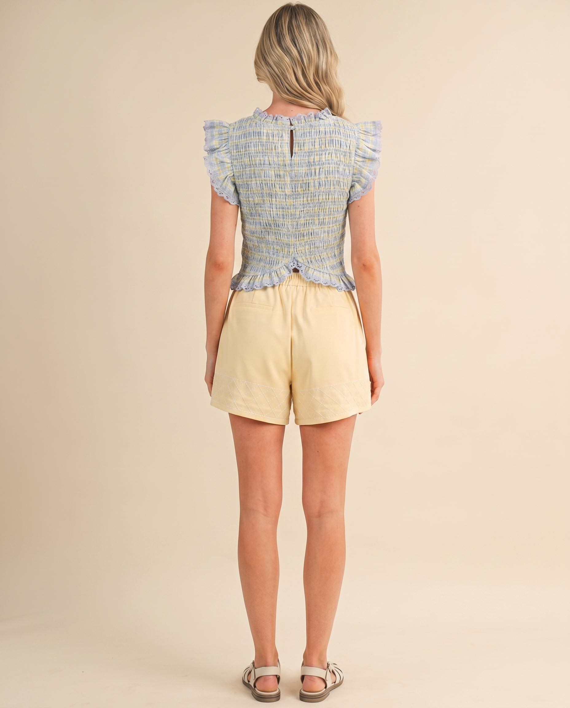 Lila Lace Smocked Top – Boho Lace Smocked Peasant Blouse for Women (detail view 2)