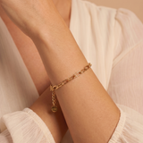 Waterproof Gold Paperclip Chain Bracelet — Charm-Ready Stacking Bracelet (detail view 2)