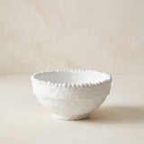 Handcrafted Paper Mache White Pedestal Bowls with Raised Dot Detail (detail view 3)