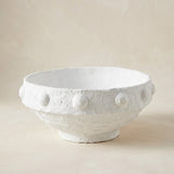 Handcrafted Paper Mache White Pedestal Bowls with Raised Dot Detail (detail view 2)