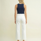High-Rise Patch Pocket Wide Leg Jeans in Off White (detail view 2)