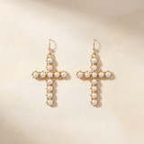 Pearl Cross Earrings