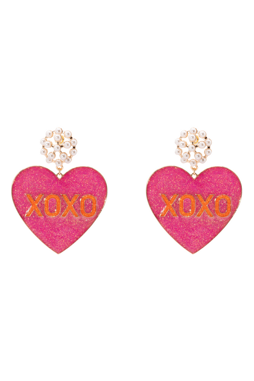 Pearl XOXO Heart Earrings