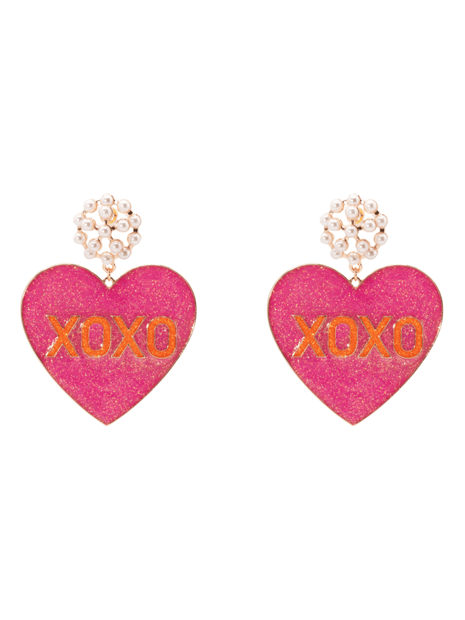Pearl XOXO Heart Earrings