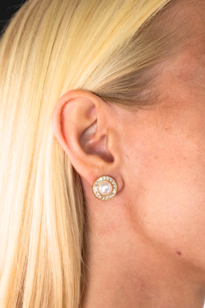 Pearl and Crystal Stud Earrings