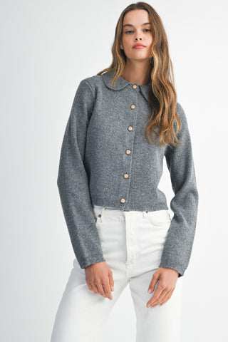 Peter Pan Collar Button Down Knit Cardigan