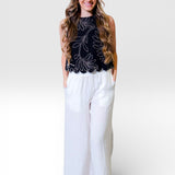 Embroidered Scallop Hem Sleeveless Top