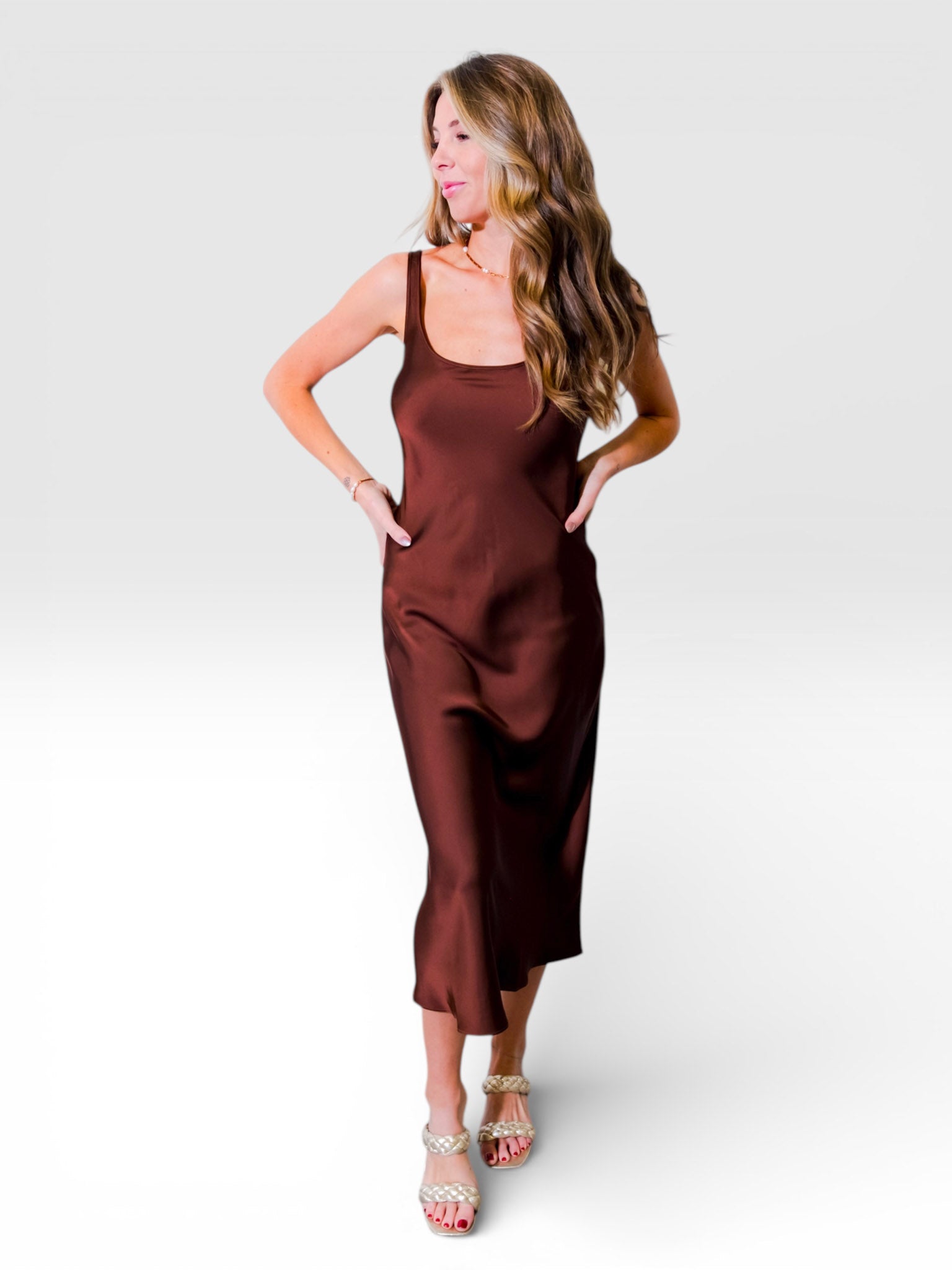 Square Neck Sleeveless Slip Dress