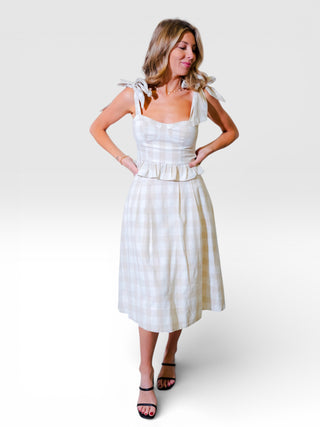 Gingham Tie-Strap Tank Top