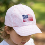 Pink American Flag Embroidered Hat (detail view 2)