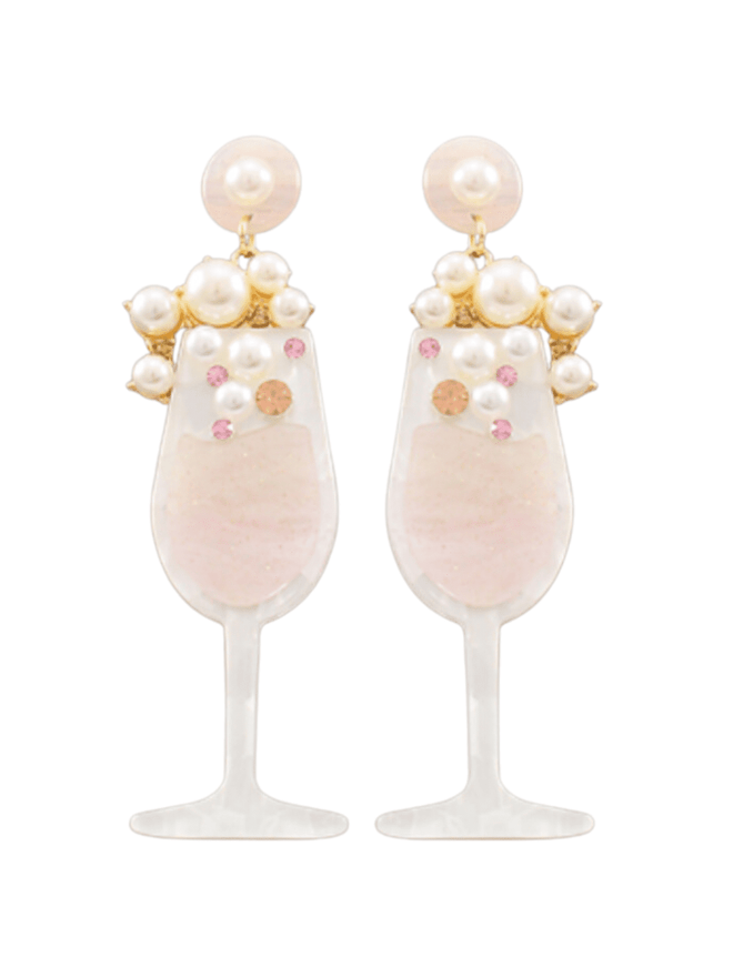 Pink Champagne Glass Acrylic Earrings
