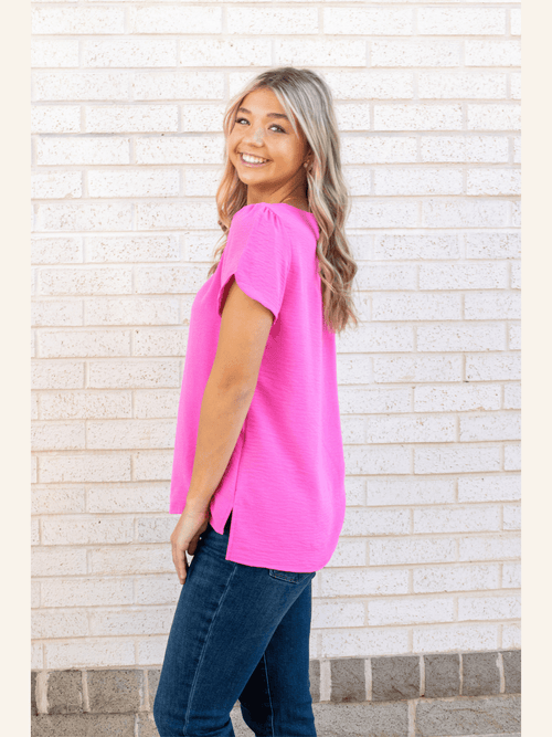 Pink Detail Sleeve Blouse
