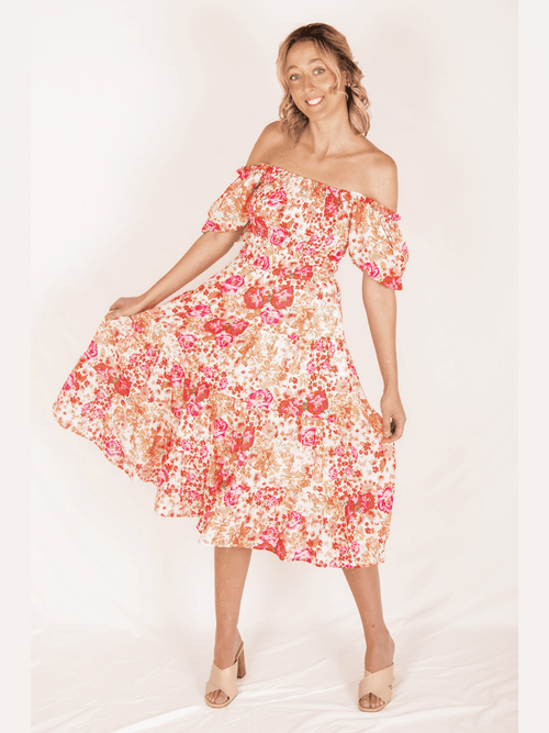 Pink Tiered Floral Dress