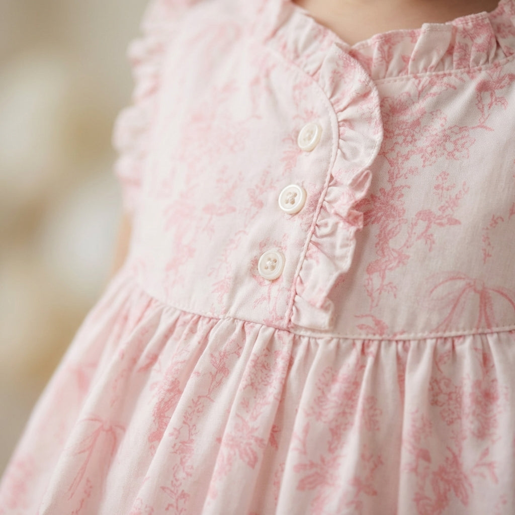 Pink Toile Baby Dress (detail view 3)