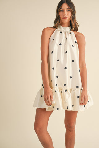 Polka Dot Ruffle Hem Mini Dress