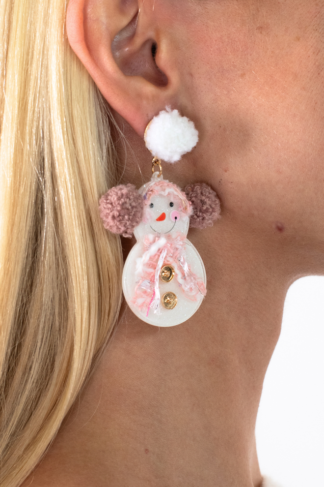 Pompom Snowman Earrings