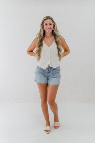 Linen Button-Front Vest