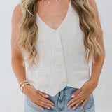 Linen Button-Front Vest