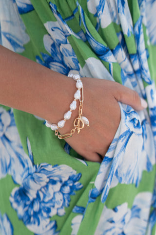 2 Row Pearl & Chain Bracelet