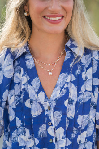 Layered Ball and Pearl Necklace