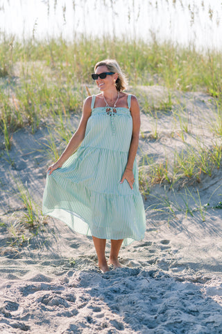 Stripe Maxi Tiered Dress