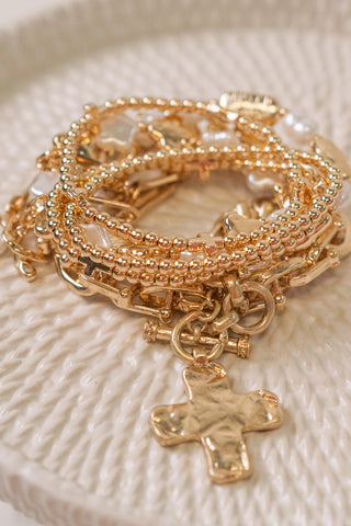 Bold Cross Charm Bracelet