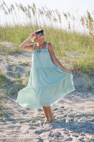 Stripe Maxi Tiered Dress