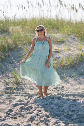 Stripe Maxi Tiered Dress