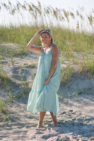 Stripe Maxi Tiered Dress