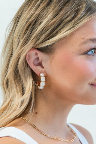 Square Pearl Hoops