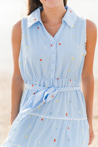 Button Down Embroidered Midi Dress