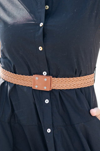 Belted Collared Midi Dress