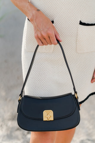 Arch Buckle Twist Lock Shoulder Bag