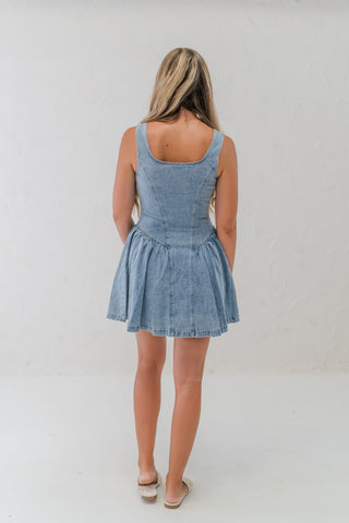 Sleeveless Denim Flare Dress