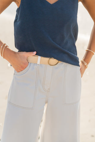 Stitch Detail Wide Leg Pants