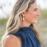 Conch Shell Pearl Drop Earrings (detail view 2)