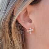 CZ Cross Pendant Earrings