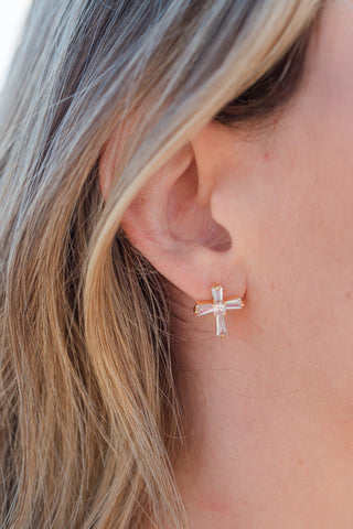 CZ Cross Pendant Earrings
