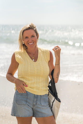 Cable Knit V-Neck Sweater Tank