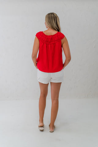 Shirred Neck Sleeveless Top