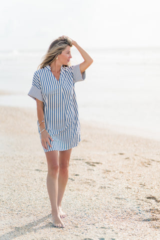 Multi Stripe Short Sleeve Dress
