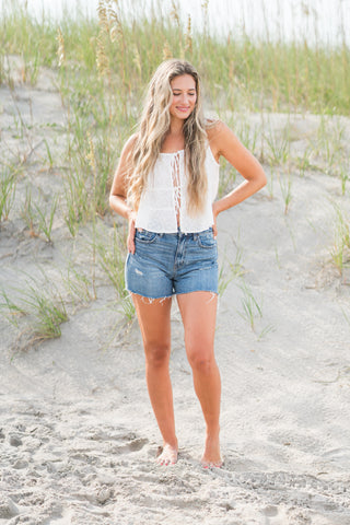 Embroidered Tie Top